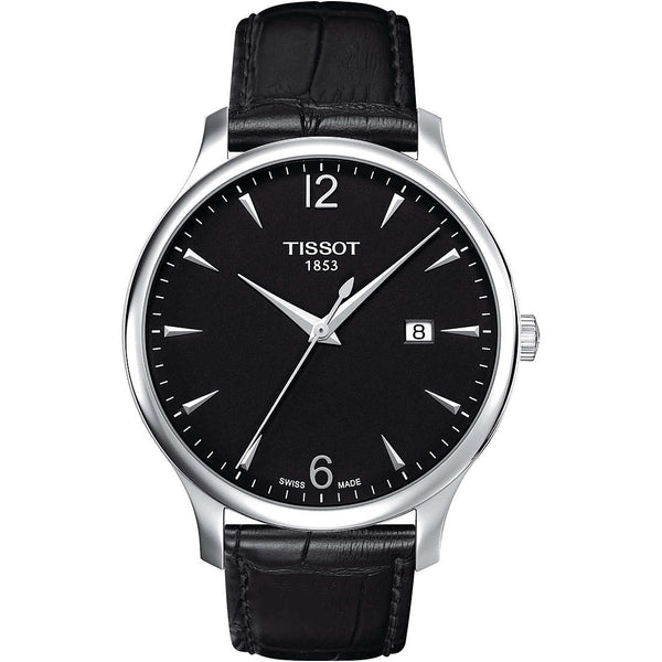 Tissot T Classic Tradition Black Dial Black Leather Strap Watch For Men - T063.610.16.057.00 Buy Now By Tissot