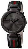 Gucci Interlocking G XL Black Dial Red & Green Leather Strap Watch For Men - YA133206 Buy Now By Gucci