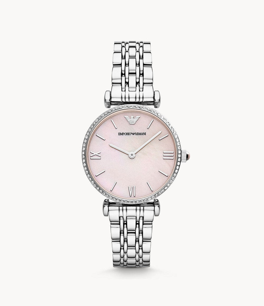 Emporio Armani Gianni T Bar Pink Mother of Pearl Dial Silver Steel Strap Watch For Women - AR1779 Buy Now By Emporio Armani