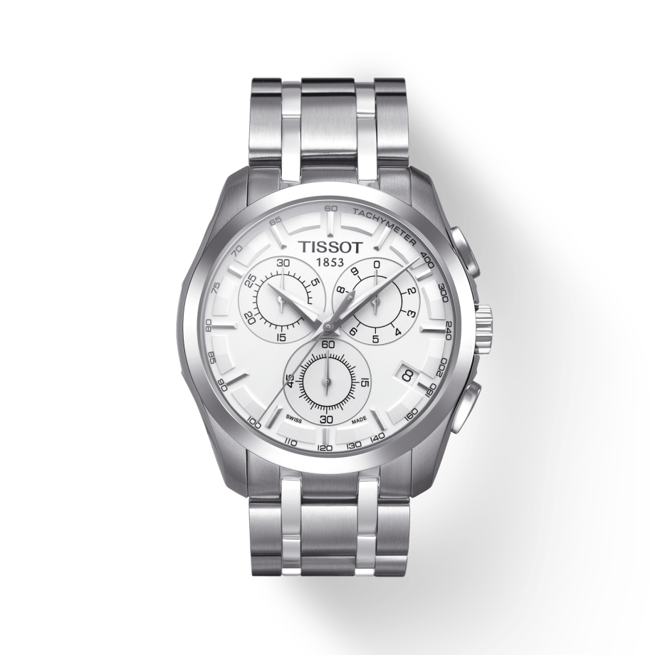 Tissot Couturier Chronograph White Dial Silver Steel Strap Watch For Men - T035.617.11.031.00 Buy Now By Tissot