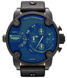 Diesel Little Daddy Blue Dial Black Leather Strap Watch For Men - DZ7257 Buy Now By Diesel