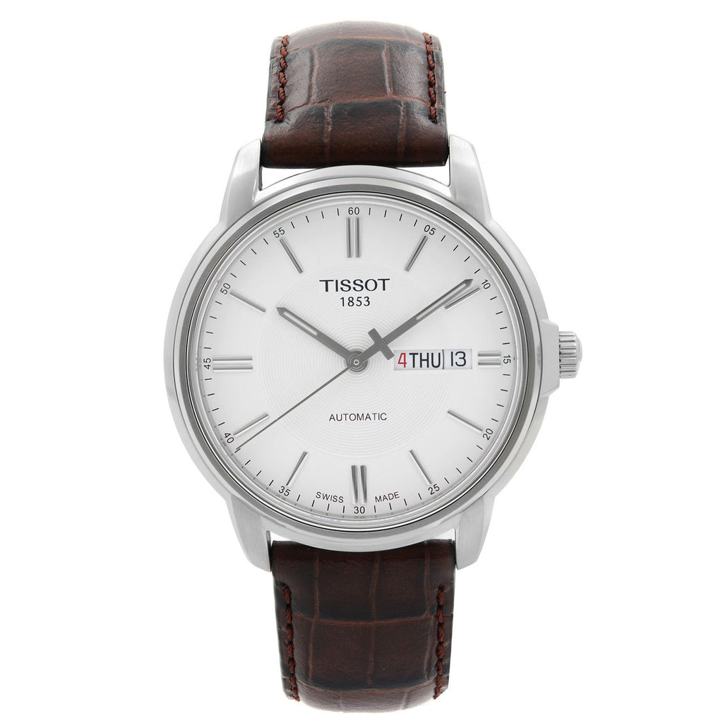 Tissot Automatics III Steel White Dial Brown Leather Strap Watch For Men - T065.430.16.031.00 Buy Now By Tissot