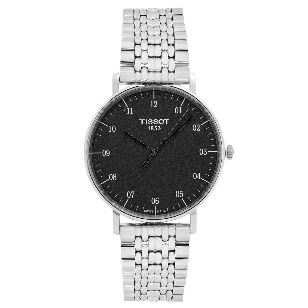 Tissot Everytime Large Black Dial Silver Mesh Bracelet Watch For Men - T109.610.11.077.00 Buy Now By Tissot
