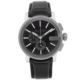 Gucci G Chrono Black Dial Black Leather Strap Watch For Men - YA101205 Buy Now By Gucci