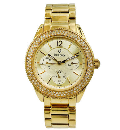 Bulova Multi Function Gold Dial Gold Steel Strap Watch for Women - 97N102 Buy Now By Bulova