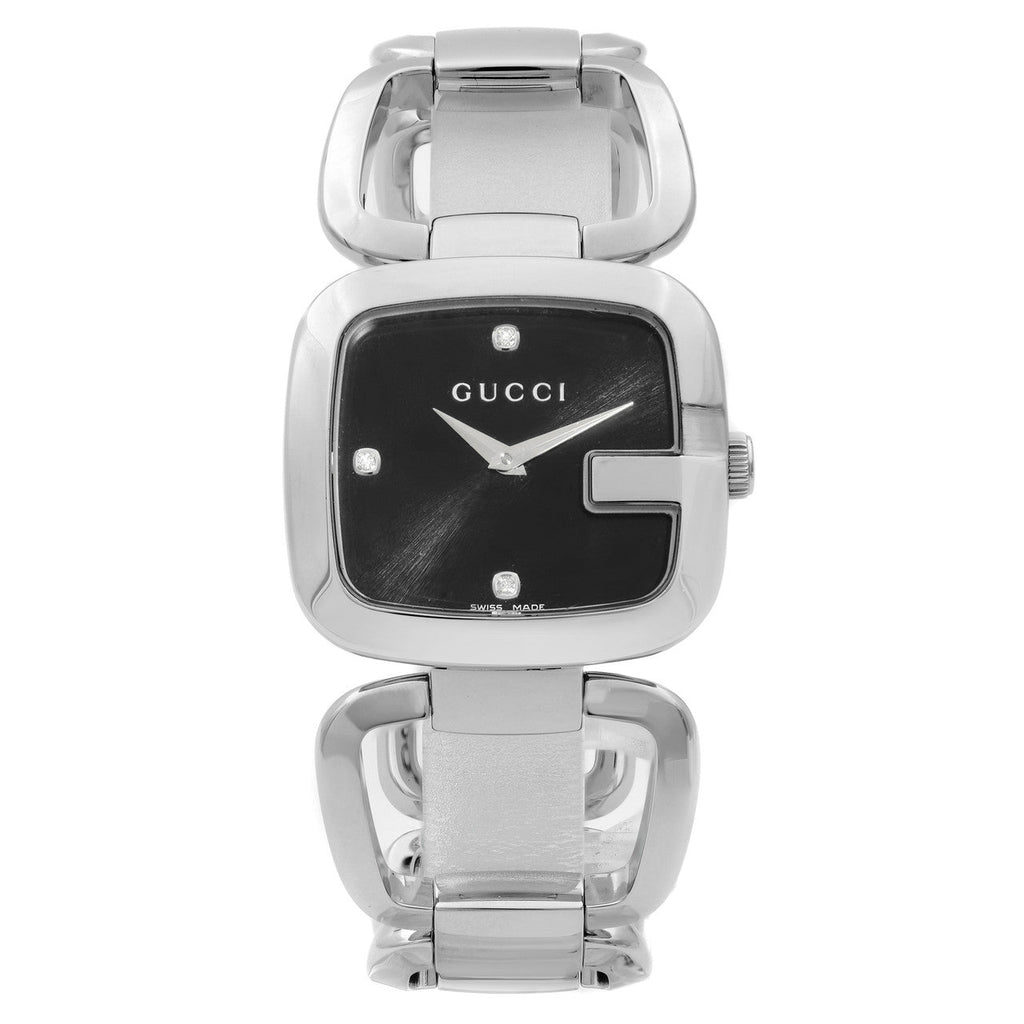 Gucci G Gucci Diamonds Black Dial Silver Steel Strap Watch For Women - YA125406 Buy Now By Gucci