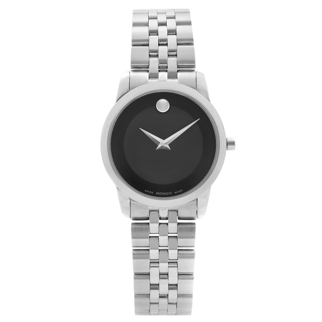 Movado Museum Classic Black Dial Silver Steel Strap Watch For Women - 0606505 Buy Now By Movado