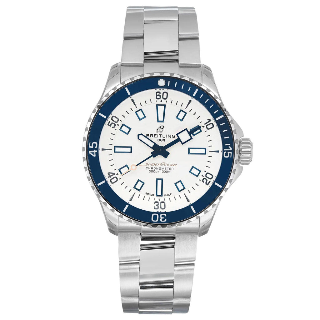 Breitling Superocean Automatic 42 White Dial Green Silver Steel Strap Watch for Men - A17375E71G1A1 Buy Now By Breitling