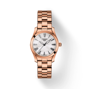 Tissot T Wave Mother of Pearl Dial Rose Gold Steel Strap Watch For Women - T112.210.33.113.00 Buy Now By Tissot