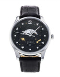 Gucci G-Timeless Moonphase Black Dial Black Leather Strap Watch For Men - YA126327 Buy Now By Gucci