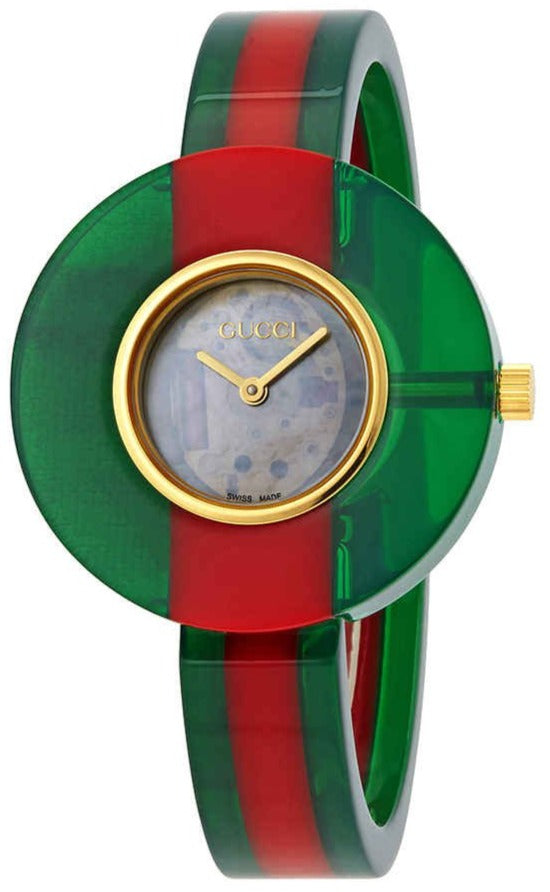 Gucci Vintage Web Mother of Pearl Dial Two Tone Plastic Strap Watch For Women - YA143403 Buy Now By Gucci