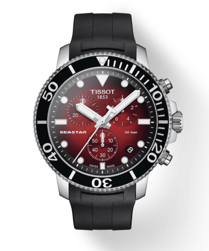 Tissot Seastar 1000 Chronograph Red Dial Black Rubber Strap Watch For Men - T120.417.17.421.00 Buy Now By Tissot