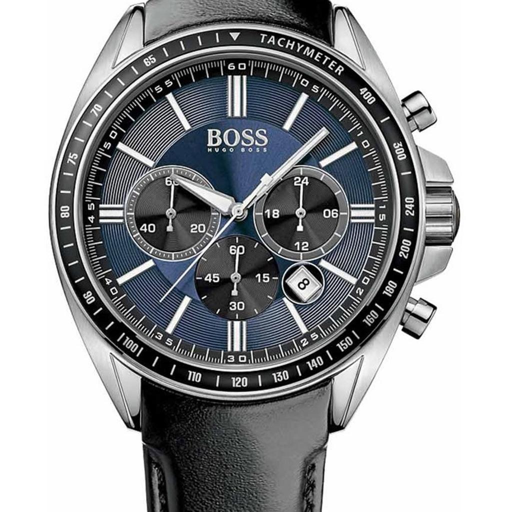 Hugo Boss Driver Sport Chronograph Blue Dial Black Leather Strap Watch for Men - 1513077 Buy Now By Hugo Boss