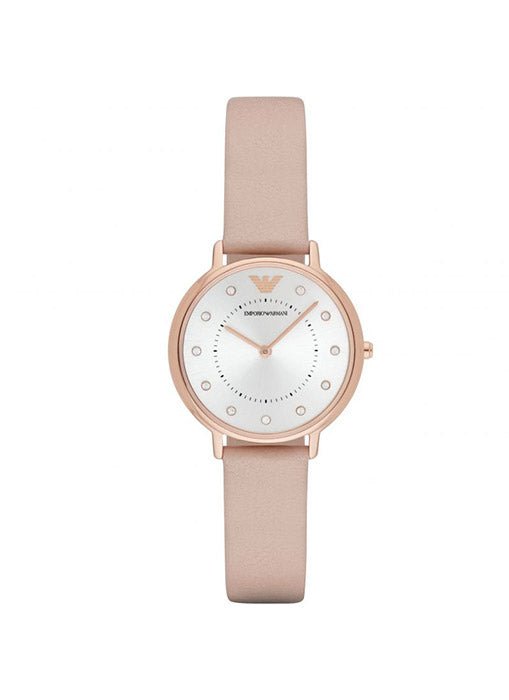 Emporio Armani Kappa Rose Gold & White Dial Beige Nude Leather Strap Watch For Women - AR2510 Buy Now By Emporio Armani