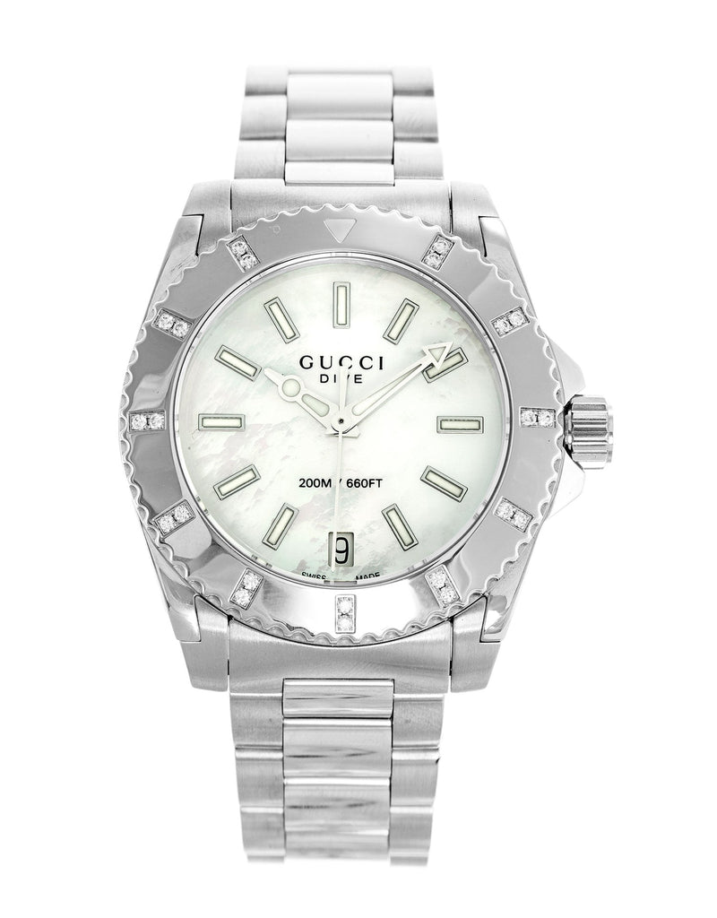 Gucci Dive Mother of Pearl Diamonds Dial Watch For Women - YA136405 Buy Now By Gucci
