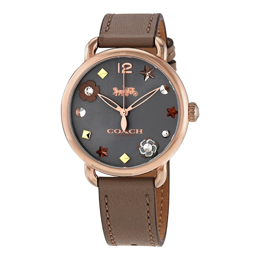 Coach Delancey Grey Dial Grey Leather Strap Watch For Women - 14502797 Buy Now By Coach