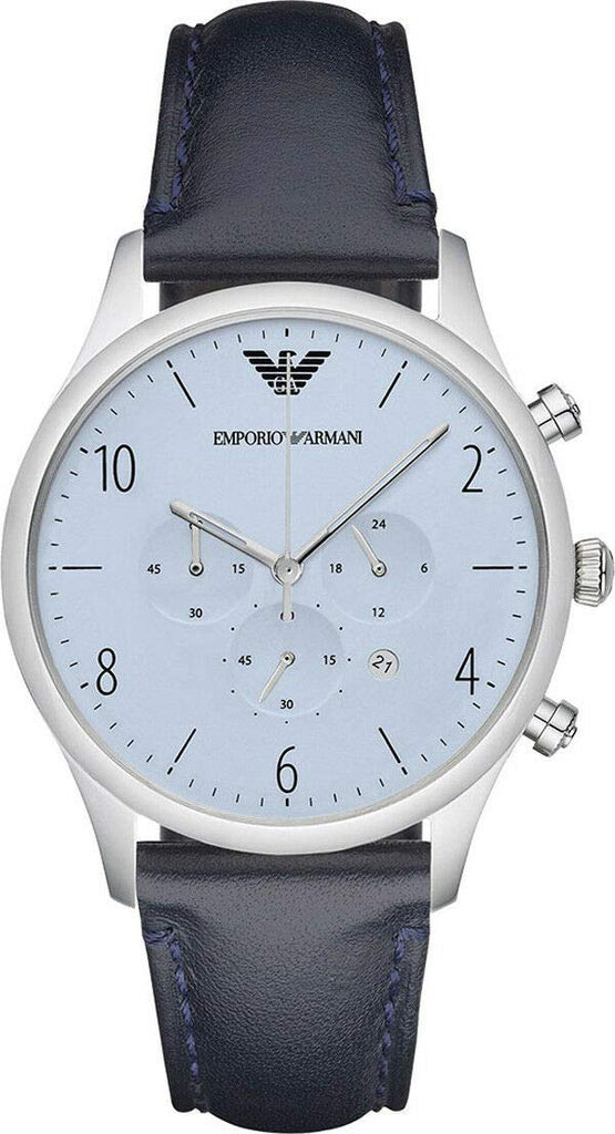 Emporio Armani Chronograph Blue Dial Blue Leather Strap Watch For Men - AR1889 Buy Now By Emporio Armani