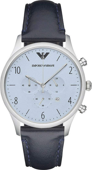 Emporio Armani Chronograph Blue Dial Blue Leather Strap Watch For Men - AR1889 Buy Now By Emporio Armani