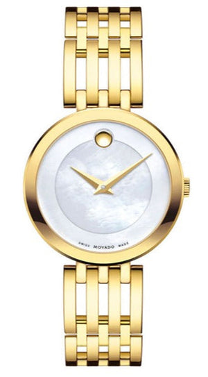 Movado Esperanza 28mm Mother of Pearl Dial Gold Steel Strap Watch For Women - 0607054 Buy Now By Movado