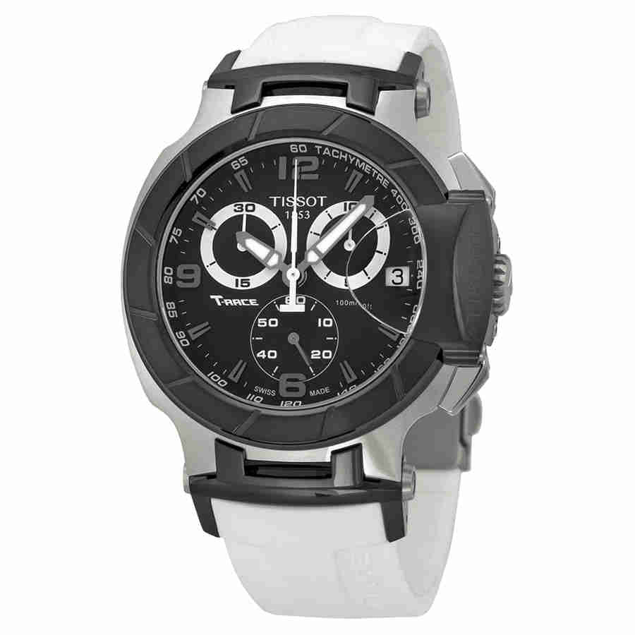 Tissot T Race Chronograph Black Dial White Rubber Strap Watch for Men - T048.417.27.057.05 Buy Now By Tissot