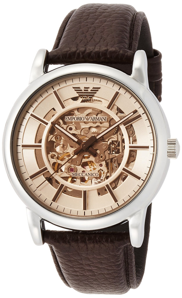 Emporio Armani Luigi Meccanico Brown Dial Brown Leather Strap Watch For Men - AR1982 Buy Now By Emporio Armani
