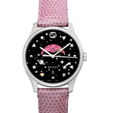 Gucci G-Timeless Moonphase Black Dial Pink Leather Strap Watch For Women - YA1264046 Buy Now By Gucci