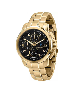 Maserati Successo Black Dial Gold Stainless Steel Watch For Men - R8873645002 Buy Now By Maserati
