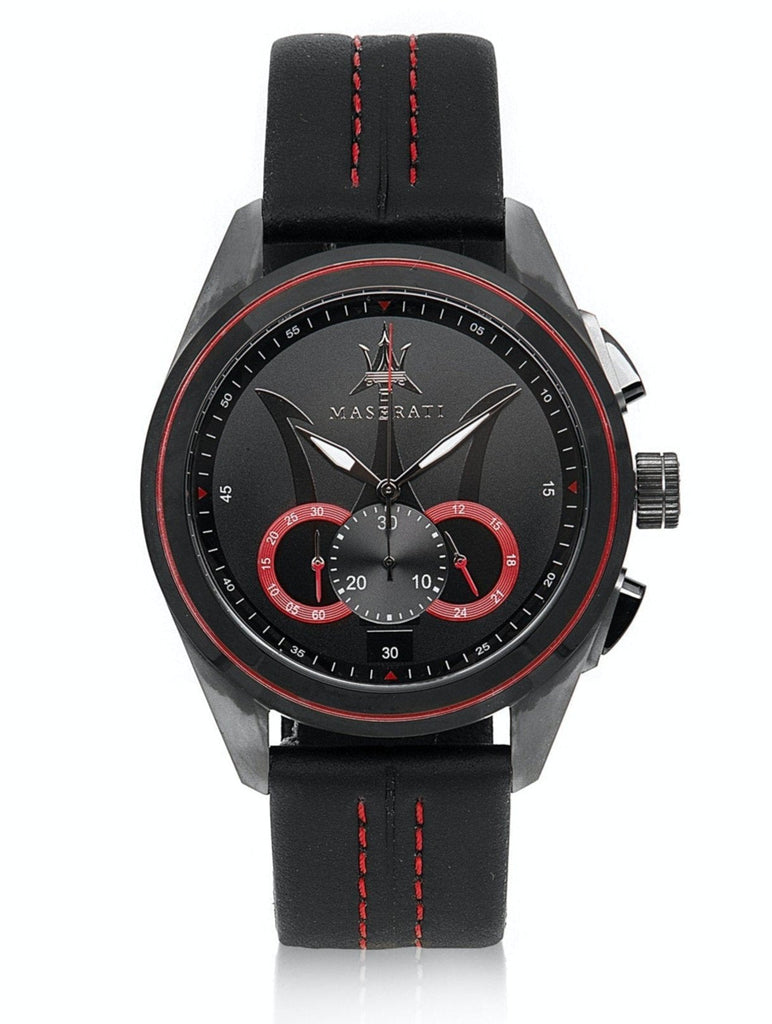 Maserati Traguardo Chronograph Black Dial Black Leather Strap Watch for Men - R8871612023 Buy Now By Maserati