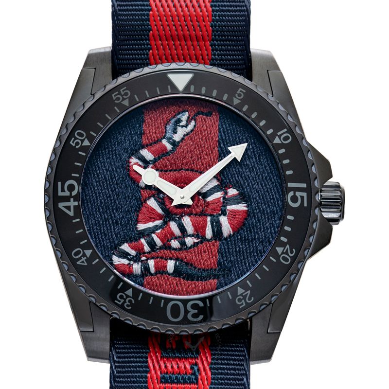 Gucci Dive Blue & Red Dial Blue & Red Nylon Strap Watch For Men - YA136214 Buy Now By Gucci