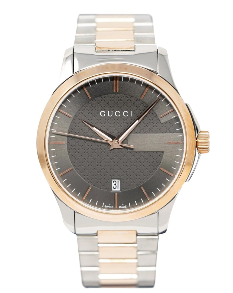 Gucci G Timeless Grey Dial Two Tone Steel Strap Watch For Men - YA126446 Buy Now By Gucci