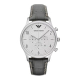 Emporio Armani Classic Chronograph Silver Dial Grey Leather Strap Watch For Men - AR1861 Buy Now By Emporio Armani