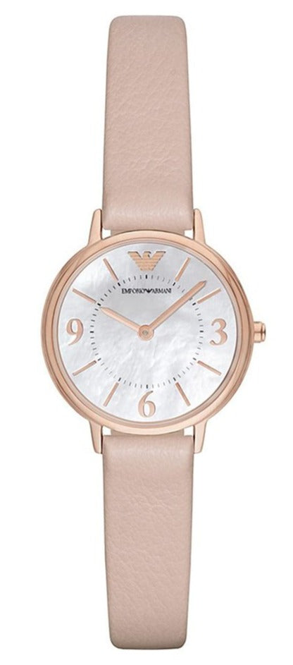 Emporio Armani Kappa White Mother of Pearl Dial Pink Leather Strap Watch For Women - AR2512 Buy Now By Emporio Armani