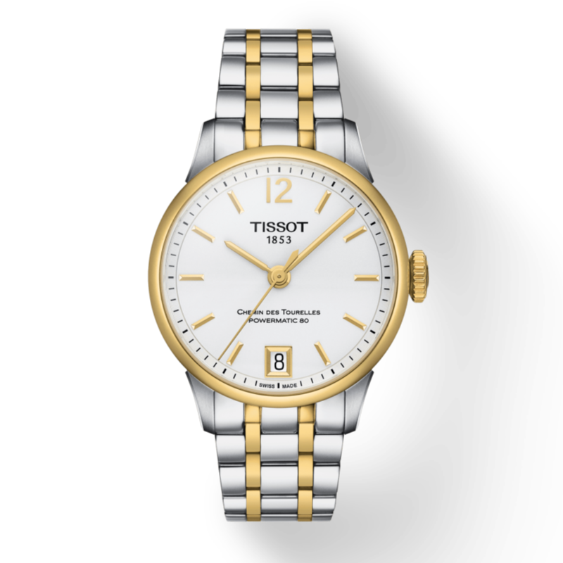 Tissot Chemin Des Tourelles Powermatic 80 Lady Silver Dial Two Tone Steel Strap Watch For Women - T099.207.22.037.00 Buy Now By Tissot