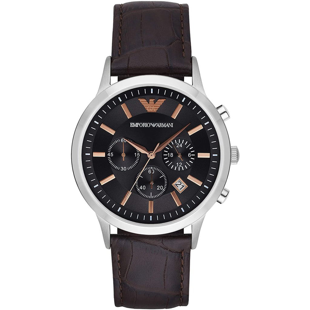 Emporio Armani Renato Chronograph Grey Dial Brown Leather Strap Watch For Men - AR2513 Buy Now By Emporio Armani