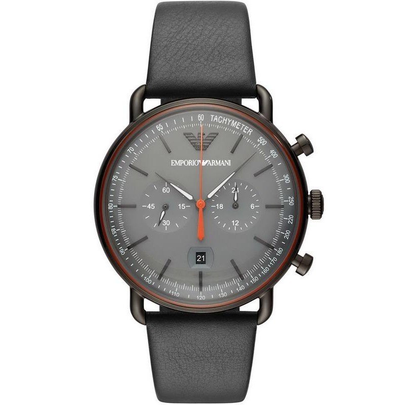 Emporio Armani Aviator Grey Dial Grey Leather Strap Watch For Men - AR11168 Buy Now By Emporio Armani