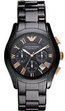Emporio Armani Valente Ceramica Chronograph Black Dial Black Steel Strap Watch For Men - AR1410 Buy Now By Emporio Armani