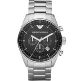 Emporio Armani Sportivo Chronograph Black Dial Silver Stainless Steel Watch For Men - AR0585 Buy Now By Emporio Armani
