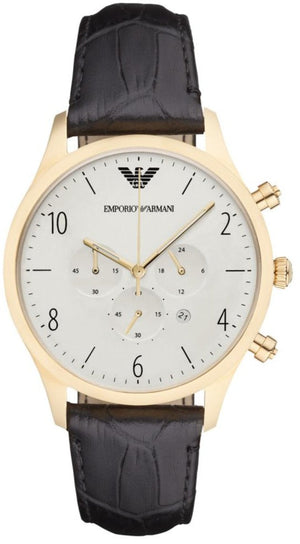 Emporio Armani Classic Chronograph White Dial Black Leather Strap Watch For Men - AR1892 Buy Now By Emporio Armani