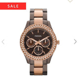 Fossil Stella Multifunction Brown Dial Two Tone Steel Strap Watch for Women - ES4079 Buy Now By Fossil