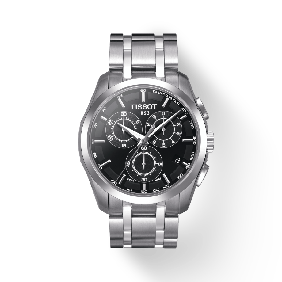 Tissot Couturier Chronograph Black Dial Silver Steel Strap Watch For Men - T035.617.11.051.00 Buy Now By Tissot