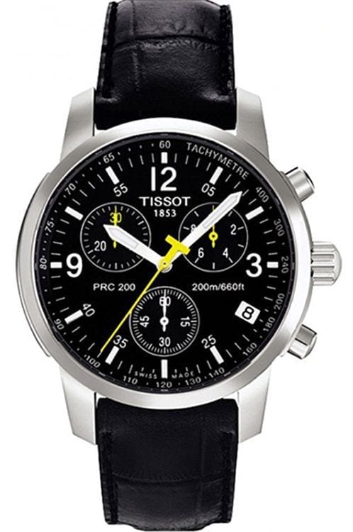 Tissot T Race PRC 200 Chronograph Quartz Black Dial Black Leather Strap Watch for Men - T17.1.526.52 Buy Now By Tissot