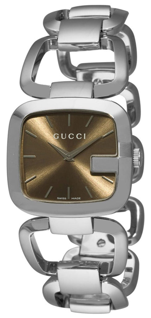 Gucci G Brown Square Brown Dial Silver Steel Strap Watch For Women - YA125402 Buy Now By Gucci