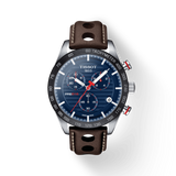 Tissot PRS 516 Chronograph Blue Dial Brown Leather Strap Watch For Men - T100.417.16.041.00 Buy Now By Tissot