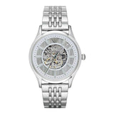 Emporio Armani Meccanico Skeleton Silver Dial Silver Steel Strap Watch For Men - AR1945 Buy Now By Emporio Armani