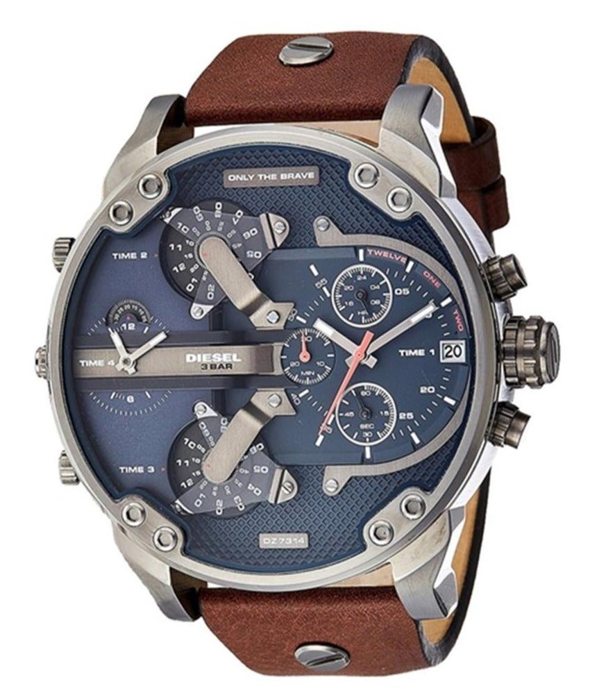 Diesel Mr Daddy Chronograph Blue Dial Brown Leather Strap Watch For Men - DZ7314 Buy Now By Diesel