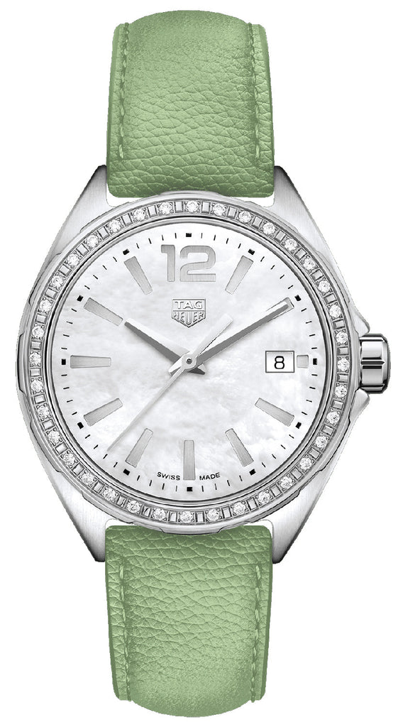 Tag Heuer Formula 1 Quartz Diamonds Mother of Pearl Dial Green Leather Strap Watch for Women - WBJ131A.FC8249 Buy Now By Tag Heuer