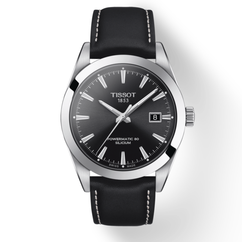 Tissot Gentleman Powermatic 80 Silicium Black Dial Black Leather Strap Watch For Men - T127.407.16.051.00 Buy Now By Tissot