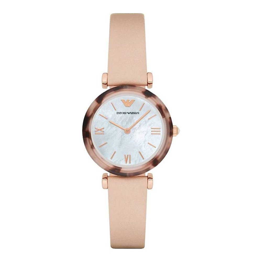 Emporio Armani Mother of Pearl Dial Beige Leather Strap Watch For Women - AR11004 Buy Now By Emporio Armani