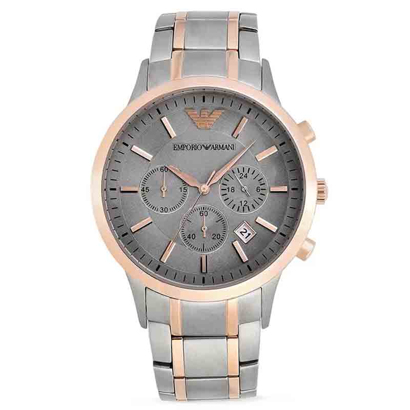 Emporio Armani Renato Gray Dial Gray Steel Strap Watch For Men - AR11077 Buy Now By Emporio Armani