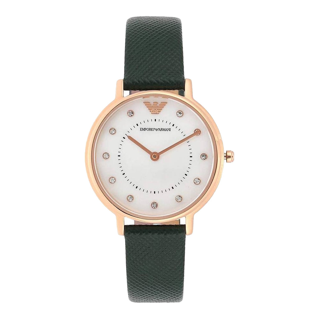 Emporio Armani Mother of Pearl Dial Green Leather Strap Watch For Women - AR11150 Buy Now By Emporio Armani